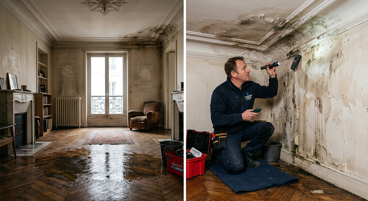 Intervention urgente dégât des eaux dans un appartement au Chesnay
